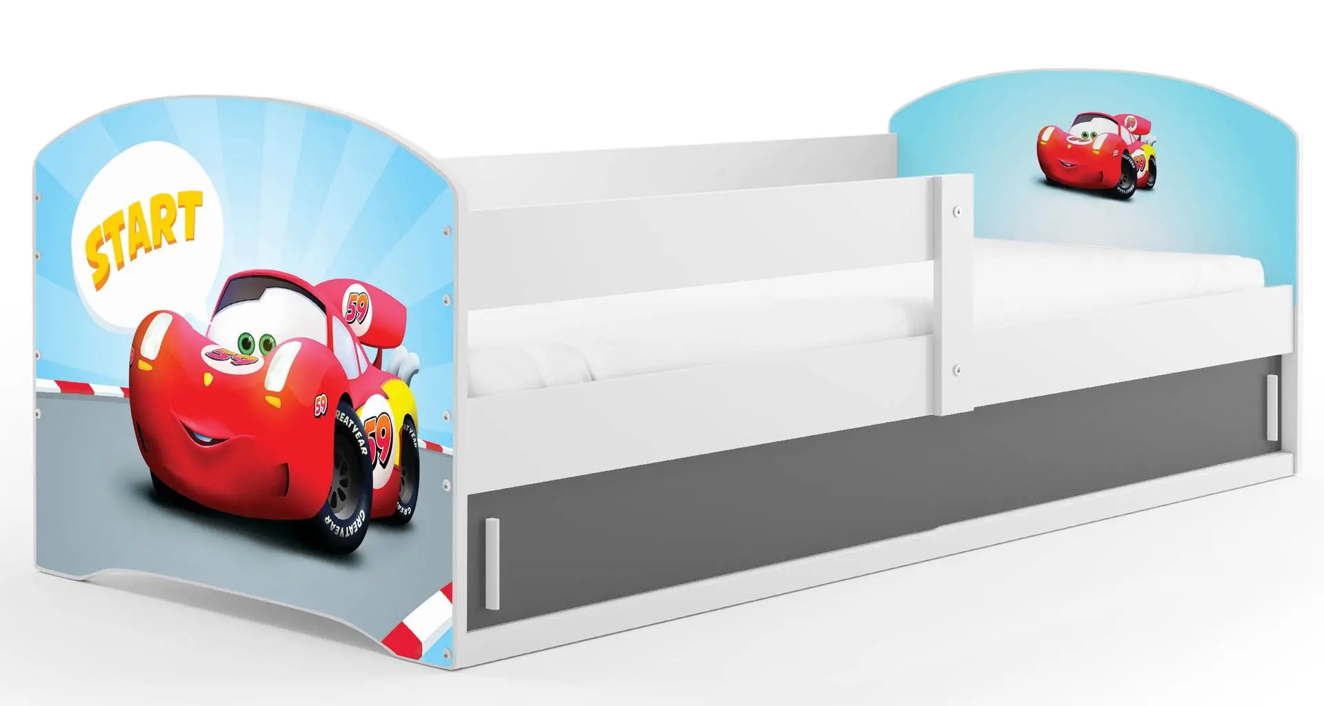 Кровать BMS Group Luki 1 Car 80x160 (White/Graphite)