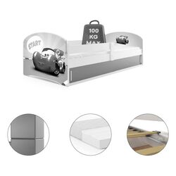 Pat BMS Group Luki 1 Car cu saltea 80x160 (White/Graphite) Thumb