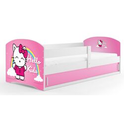 Pat BMS Group Luki 1 Hello Kids cu saltea 80x160 (White/Pink) Thumb