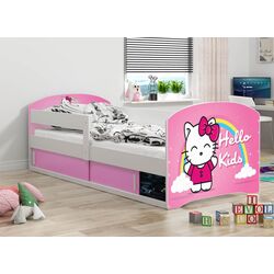 Pat BMS Group Luki 1 Hello Kids cu saltea 80x160 (White/Pink)