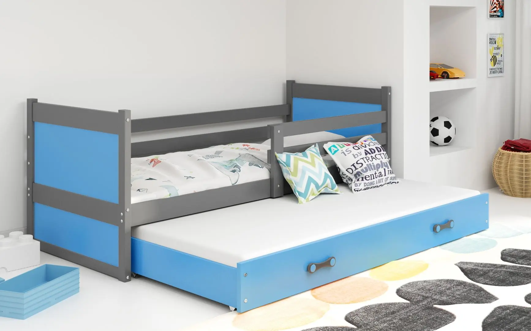 Pat BMS Group Rico cu pat retractabil 90x200 (Graphite/Blue)