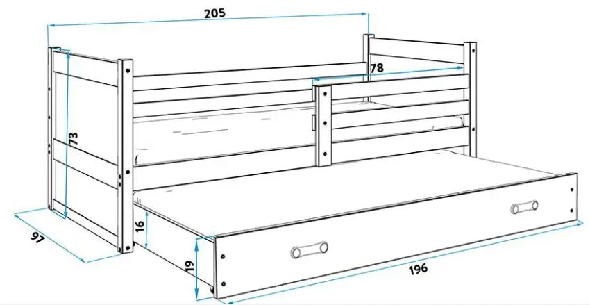 Pat BMS Group Rico cu pat retractabil 90x200 (Graphite/Green)