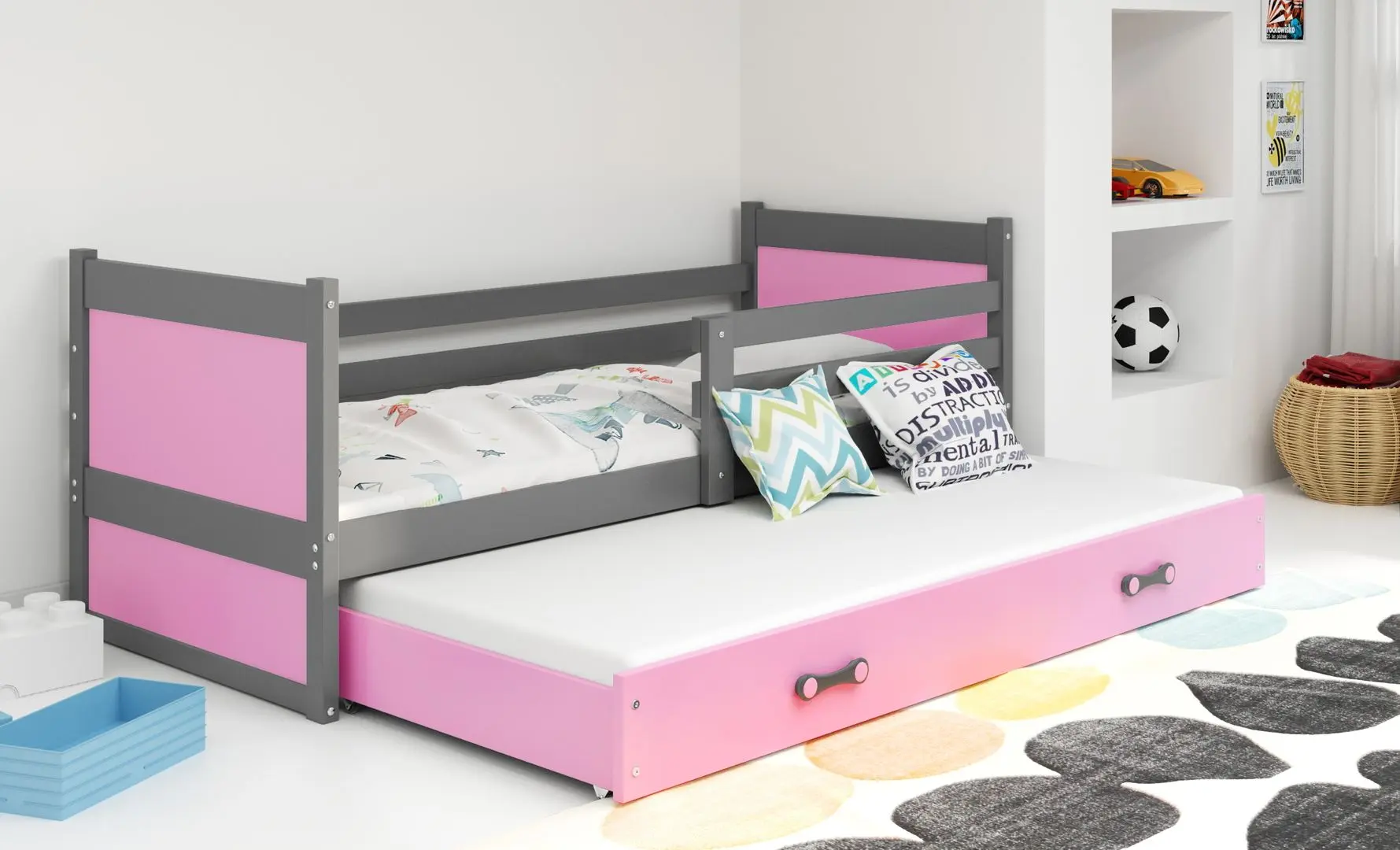 Pat BMS Group Rico cu pat retractabil 90x200 (Graphite/Pink)