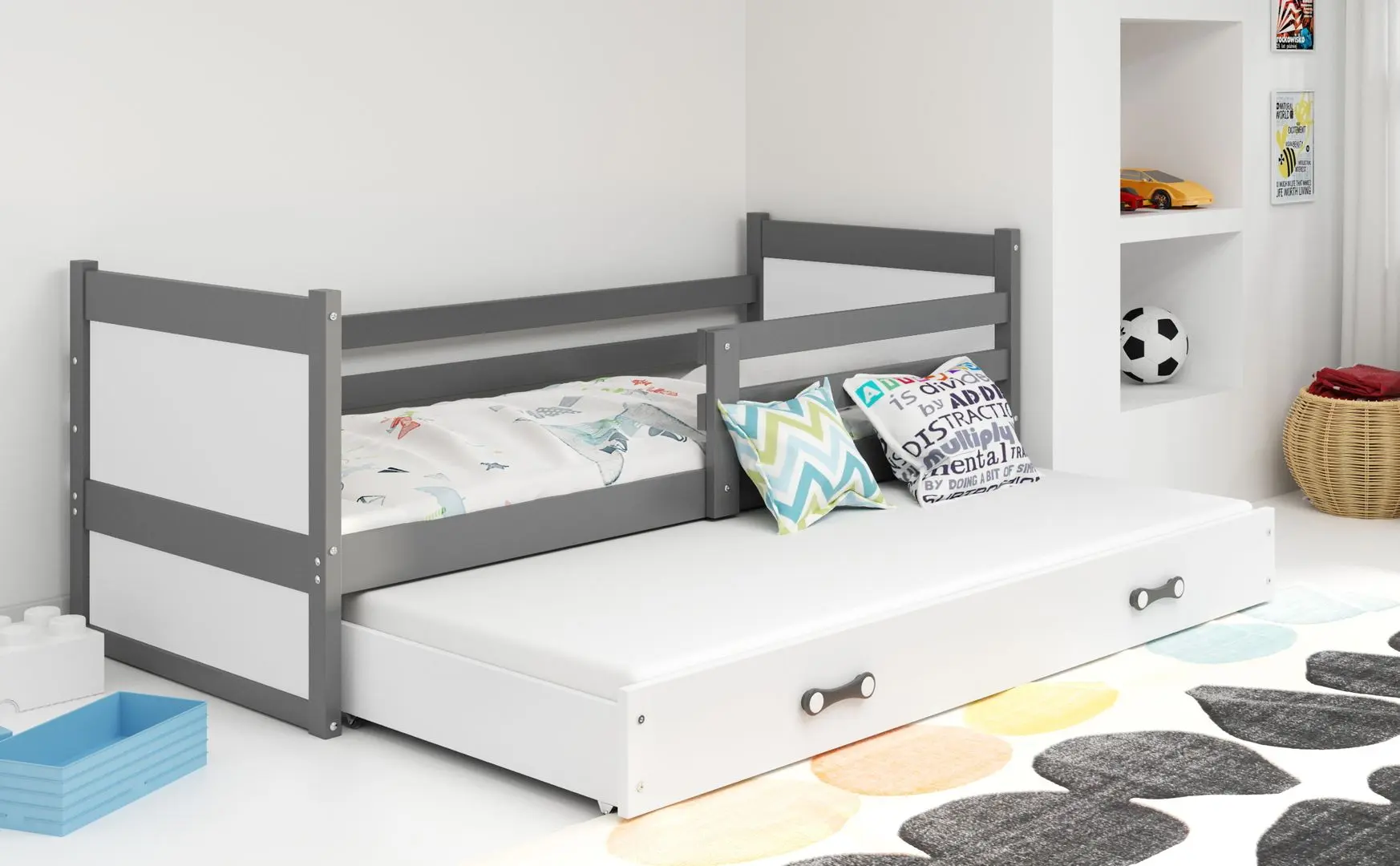 Pat BMS Group Rico cu pat retractabil 90x200 (Graphite/White)