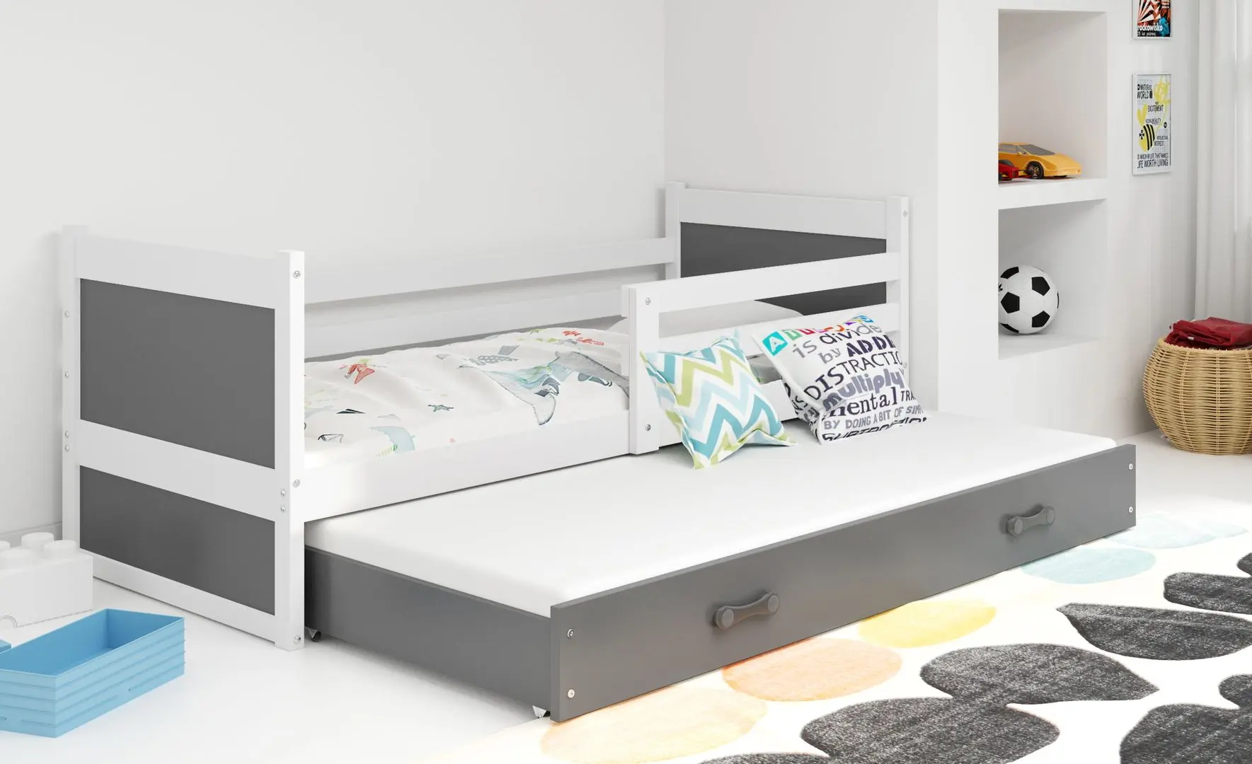 Pat BMS Group Rico cu pat retractabil 90x200 (White/Graphite)