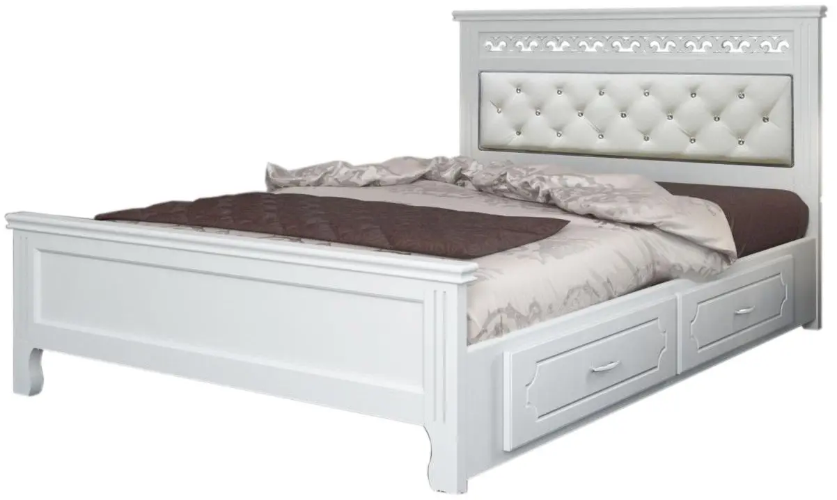 Pat Браво-Мебель Gratsiya 160x200 White Antique (cu sertare)