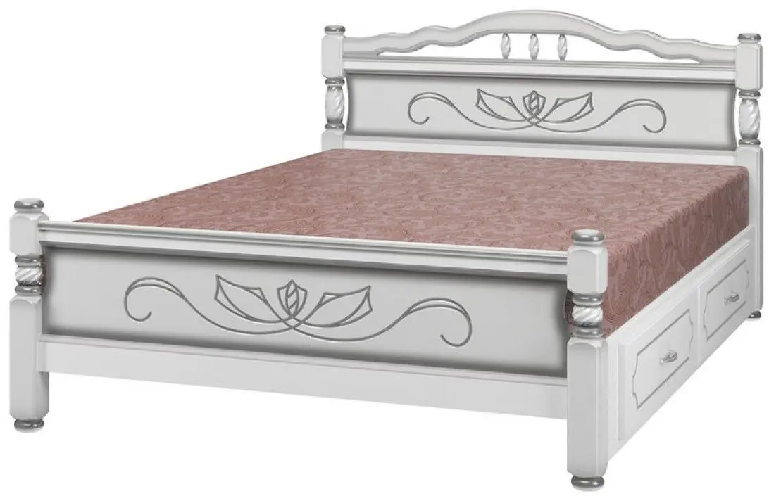 Pat Браво-Мебель Karina-5 160x200 White Pearl (cu sertare)