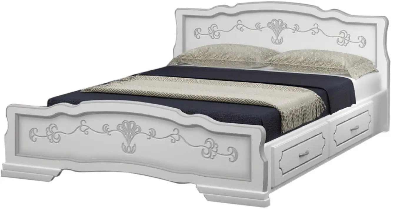 Pat Браво-Мебель Karina-6 180x200 White Pearl (cu sertare)
