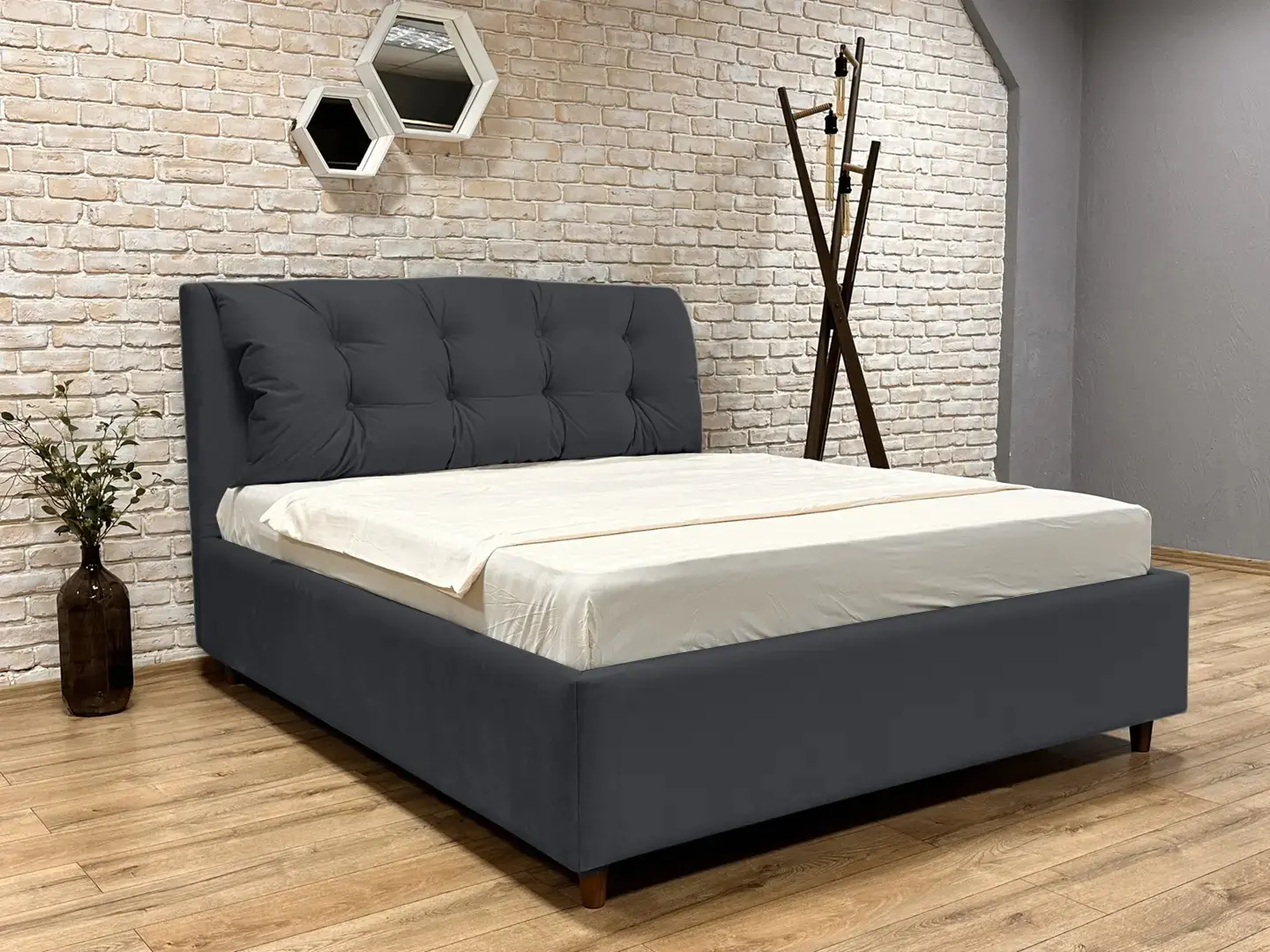 Pat Charmbed Confort Adaline New 140x200 London 16 (Dark Grey/Walnut)