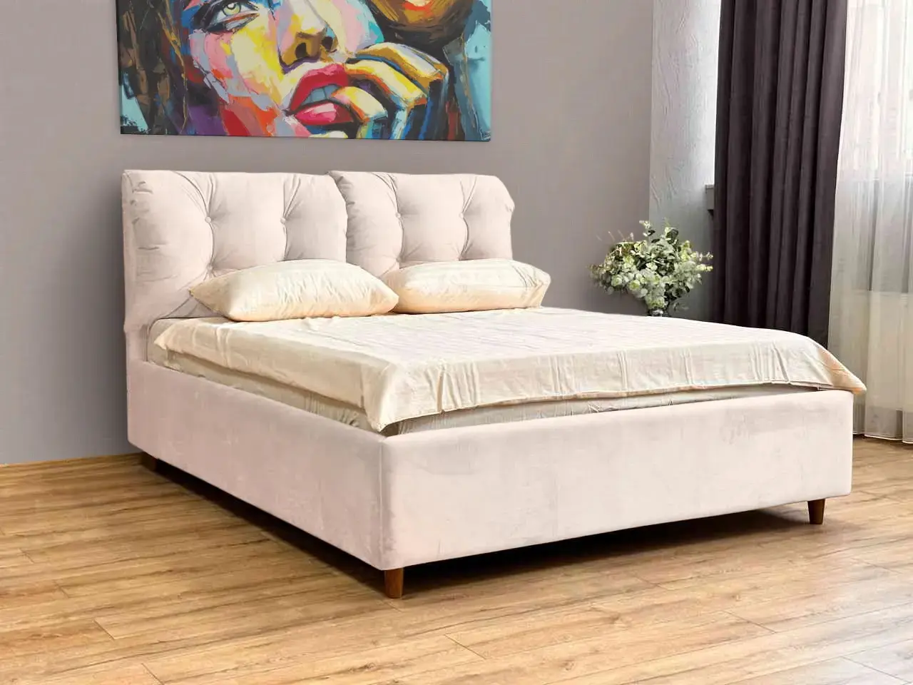 Pat Charmbed Confort Adele Modern 140x200 Velluto 02 (Beige/Walnut)