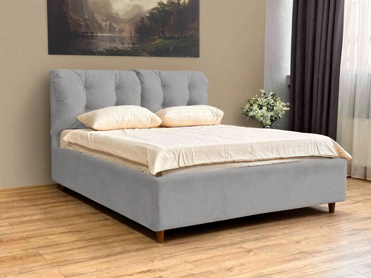 Pat Charmbed Confort Adele Modern 160x200 Glow 15 (Light Grey/Walnut)