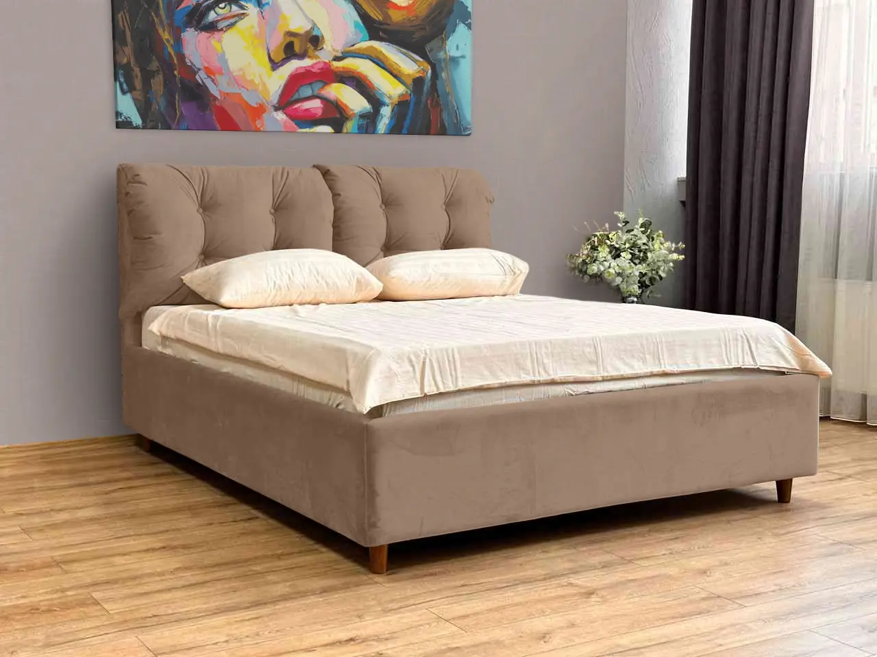 Pat Charmbed Confort Adele Modern 160x200 Velluto 03 (Mika/Walnut)