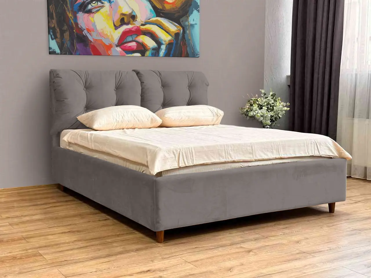 Кровать Charmbed Confort Adele Modern 180x200 Velluto 15 (Silver/Walnut)