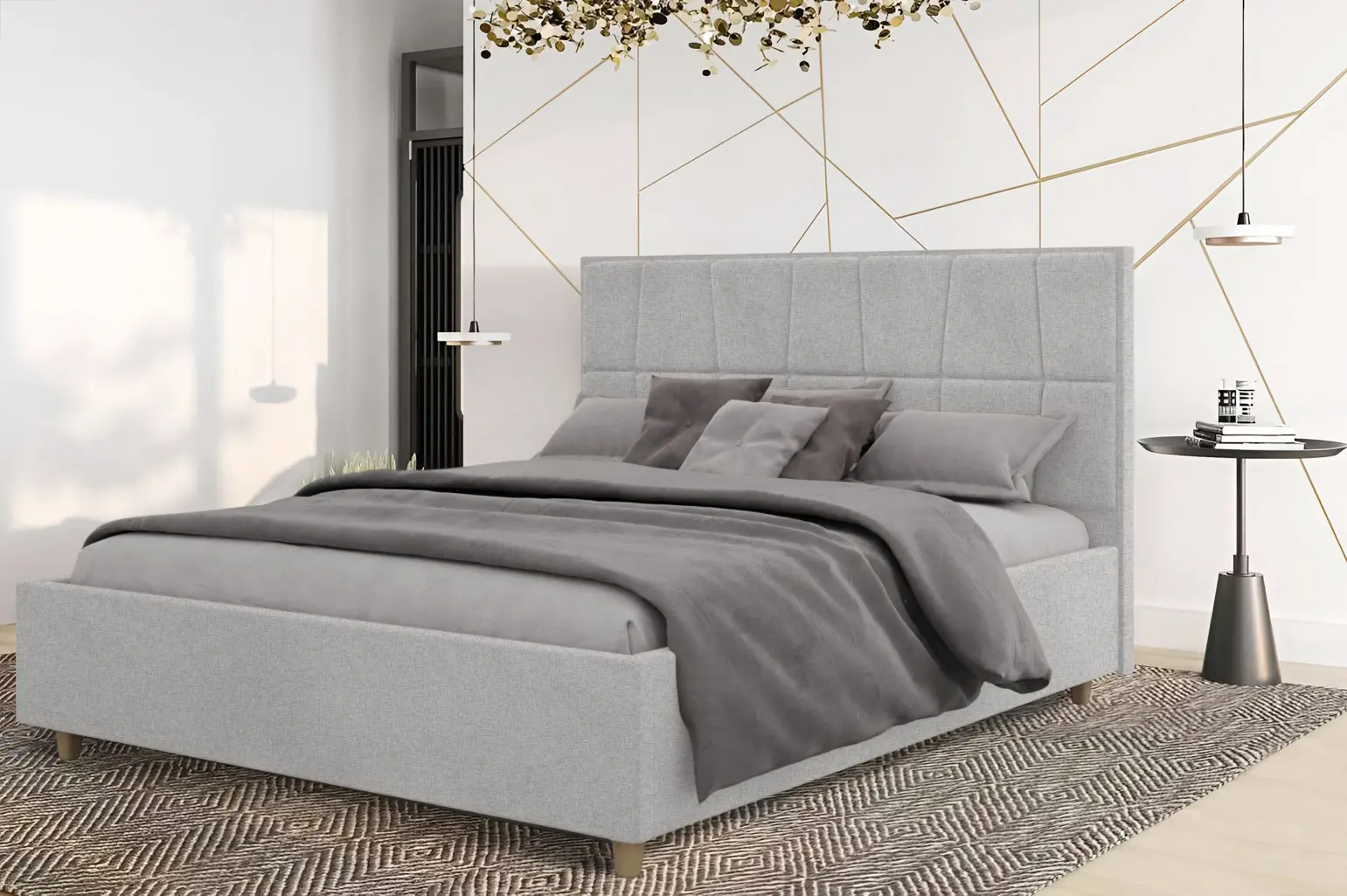 Кровать Charmbed Confort Malvina Modern 140x200 Glow 15 (Light Grey/Walnut)