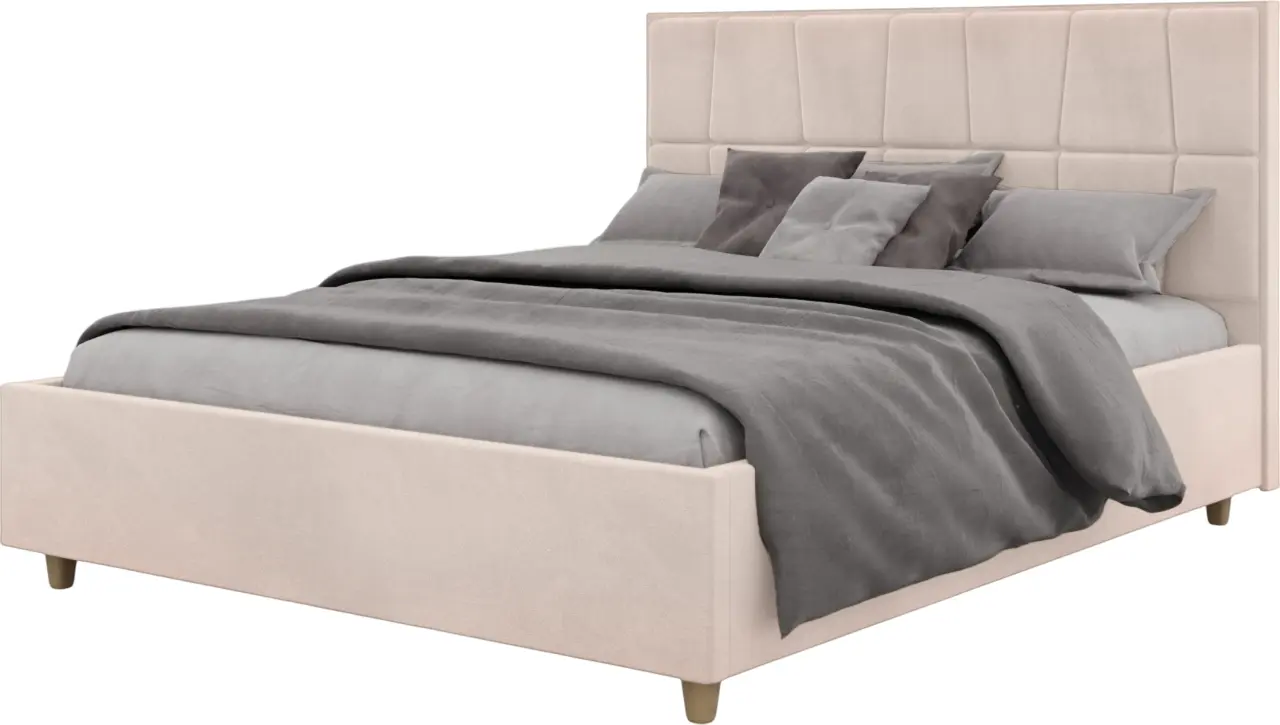 Кровать Charmbed Confort Malvina Modern 140x200 Velluto 02 (Beige/Walnut)