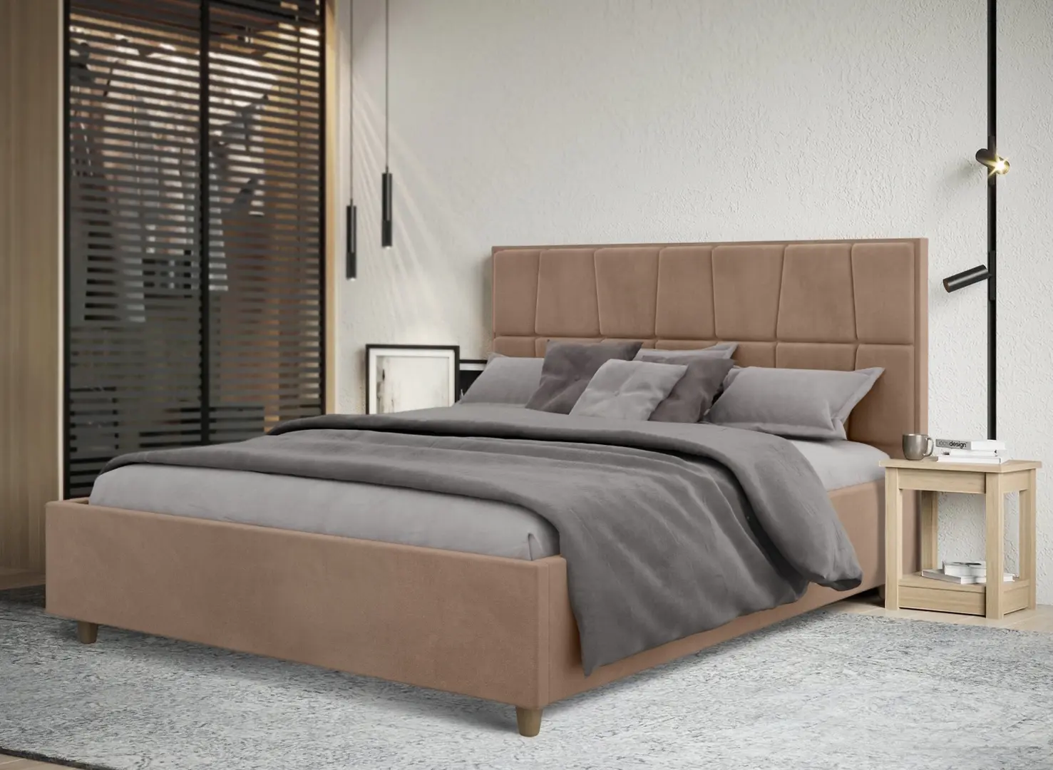 Кровать Charmbed Confort Malvina Modern 140x200 Velluto 03 (Mika/Walnut)