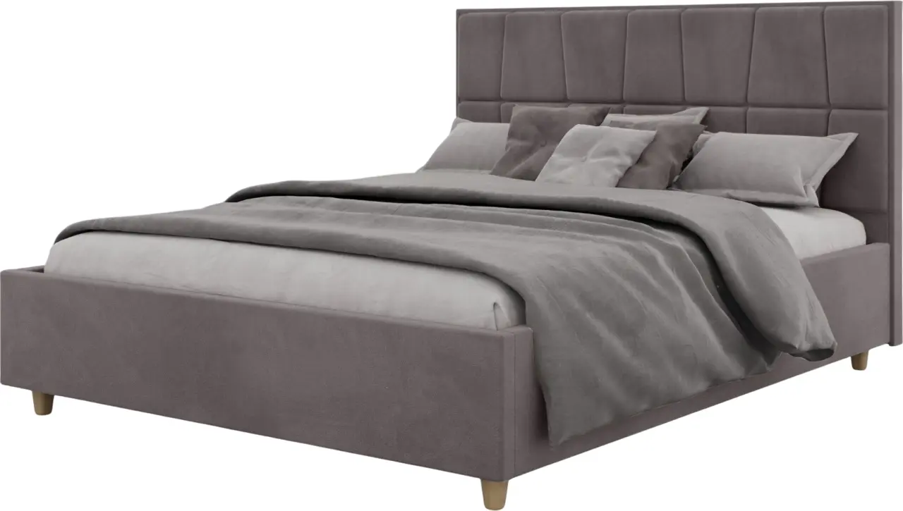 Кровать Charmbed Confort Malvina Modern 140x200 Velluto 16 (Grey/Walnut)