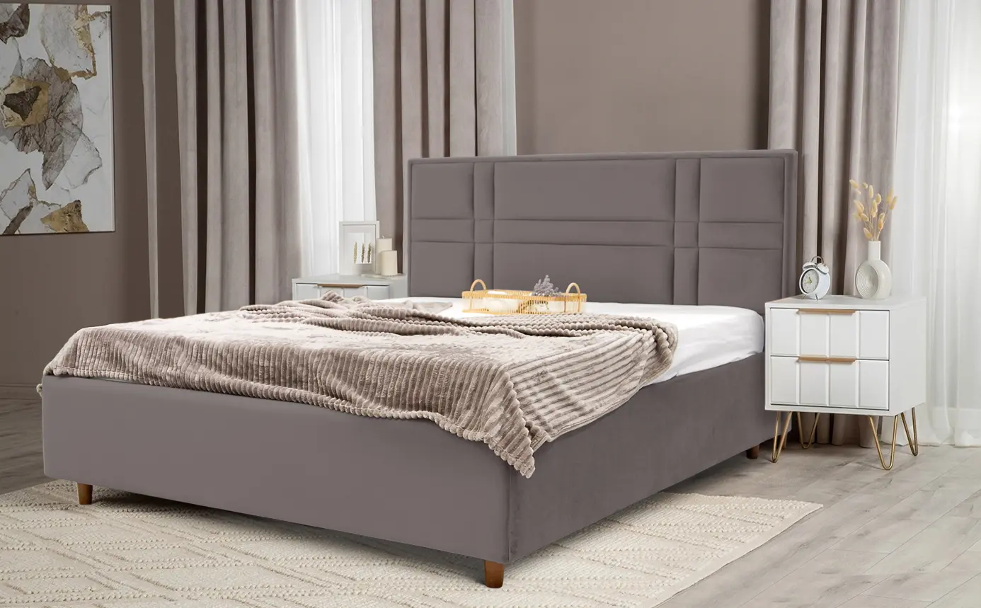 Кровать Charmbed Confort Maria Modern 140x200 Velluto 16 (Grey/Walnut)