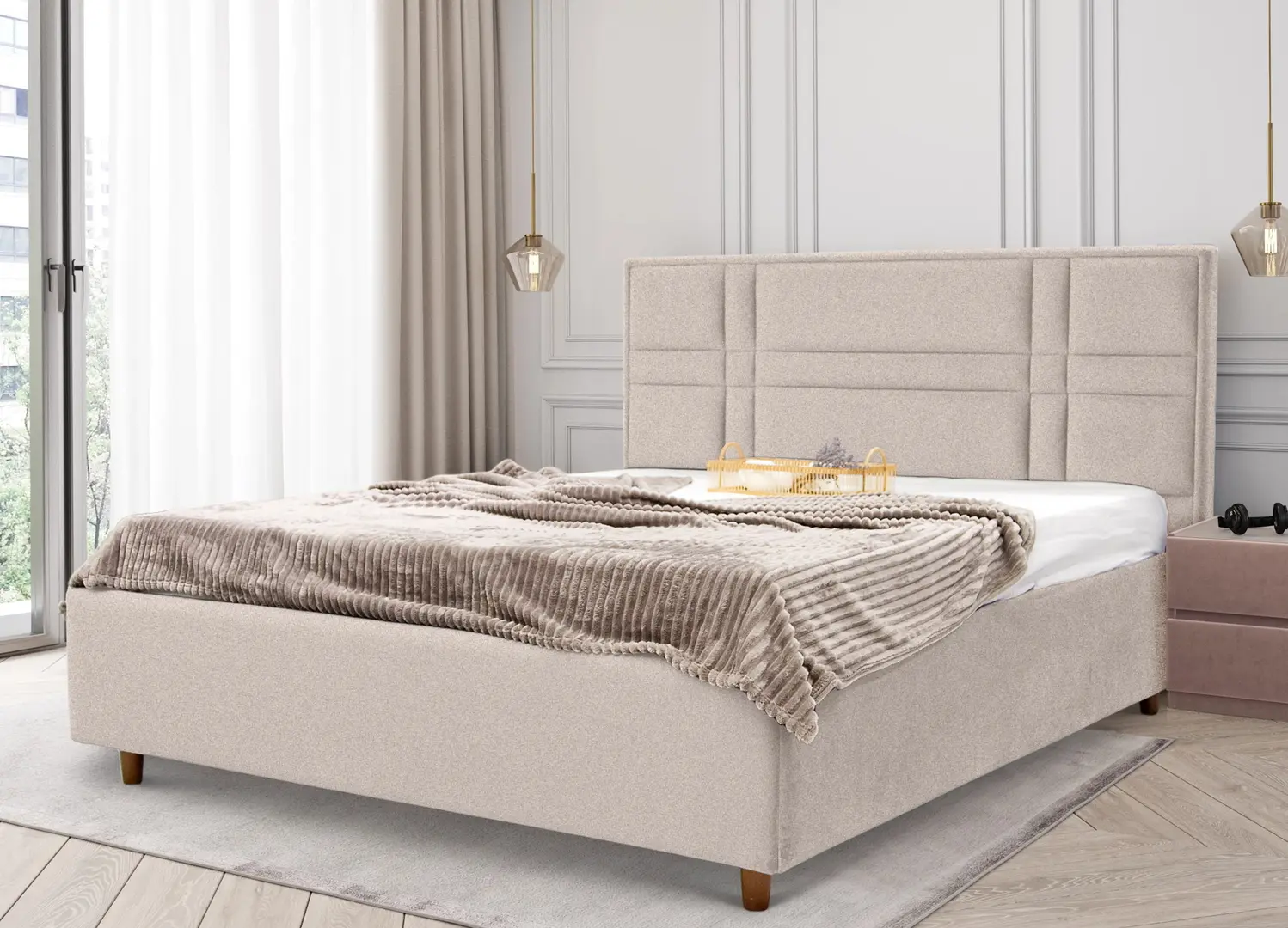 Кровать Charmbed Confort Maria Modern 160x200 Glow 03 (Fossil/Walnut)