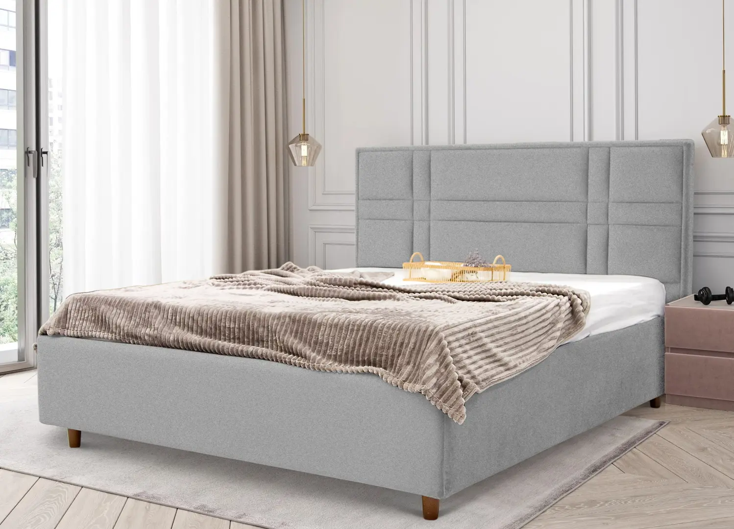 Pat Charmbed Confort Maria Modern 160x200 Glow 15 (Light Grey/Walnut)