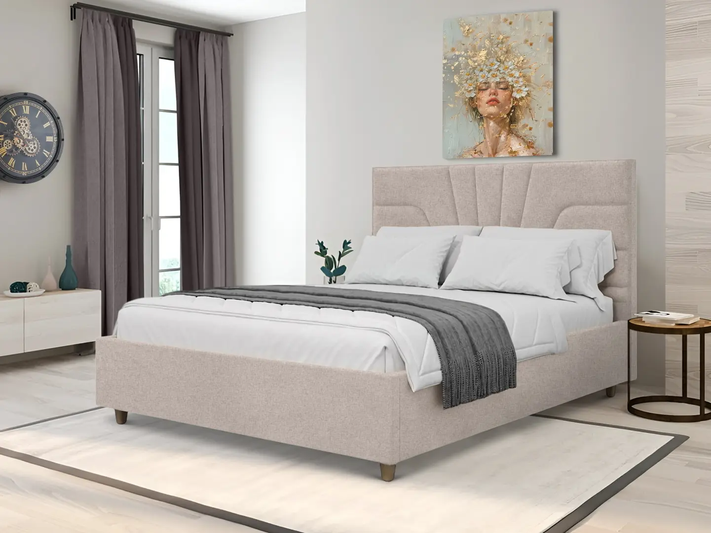 Кровать Charmbed Confort Oxana Modern 160x200 Glow 03 (Fossil/Walnut)