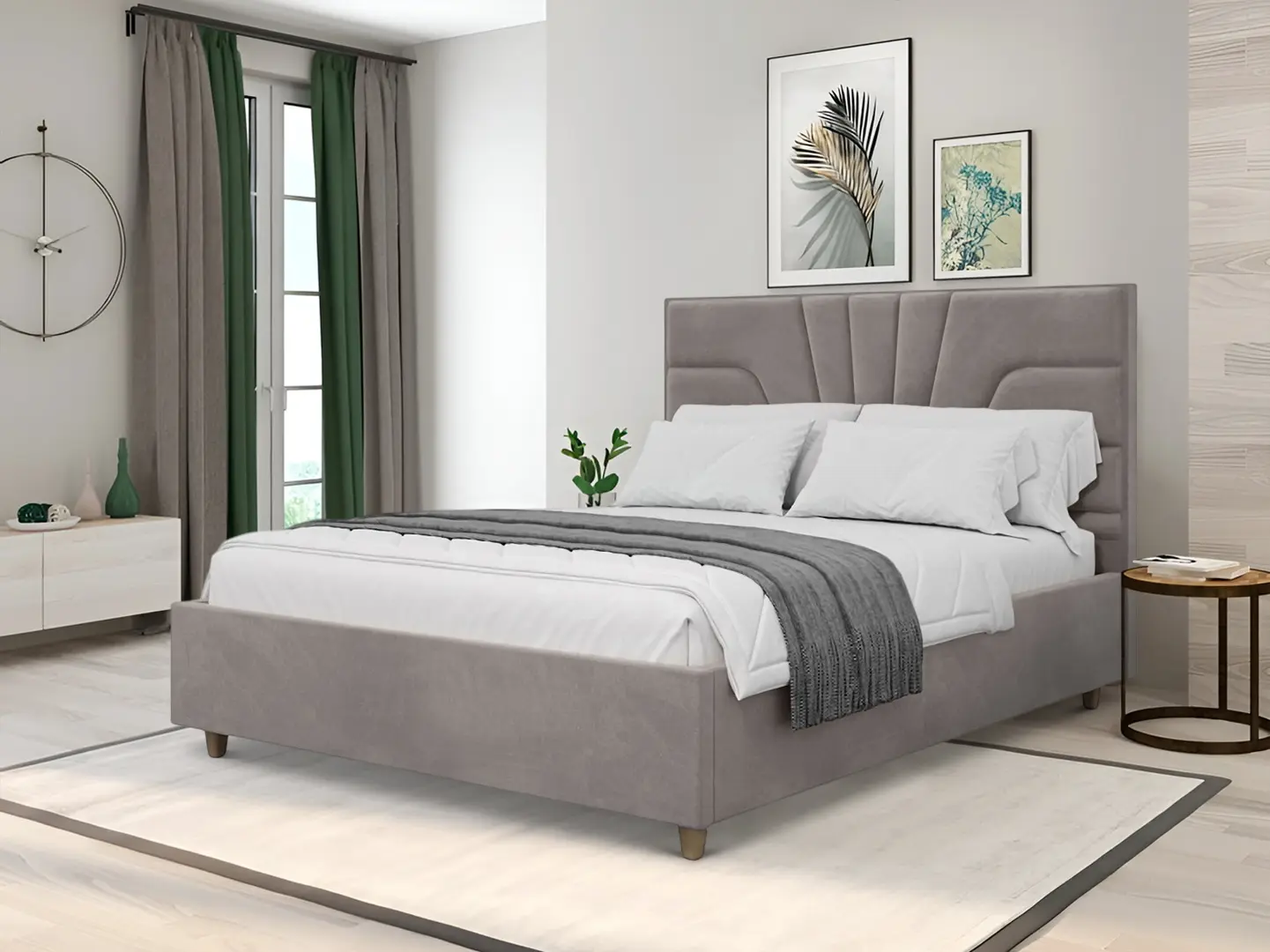 Pat Charmbed Confort Oxana Modern 160x200 Velluto 15 (Silver/Walnut)