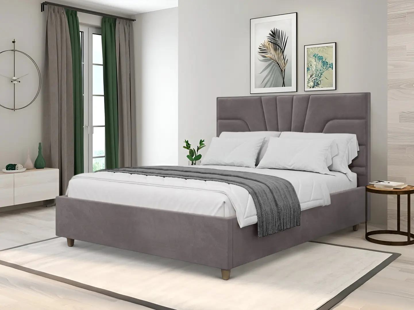 Кровать Charmbed Confort Oxana Modern 160x200 Velluto 16 (Grey/Walnut)