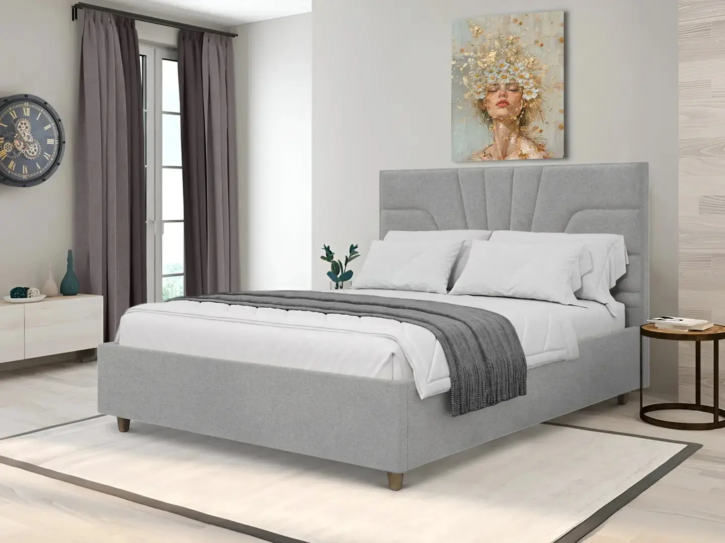 Кровать Charmbed Confort Oxana Modern 180x200 Glow 15 (Light Grey/Walnut)