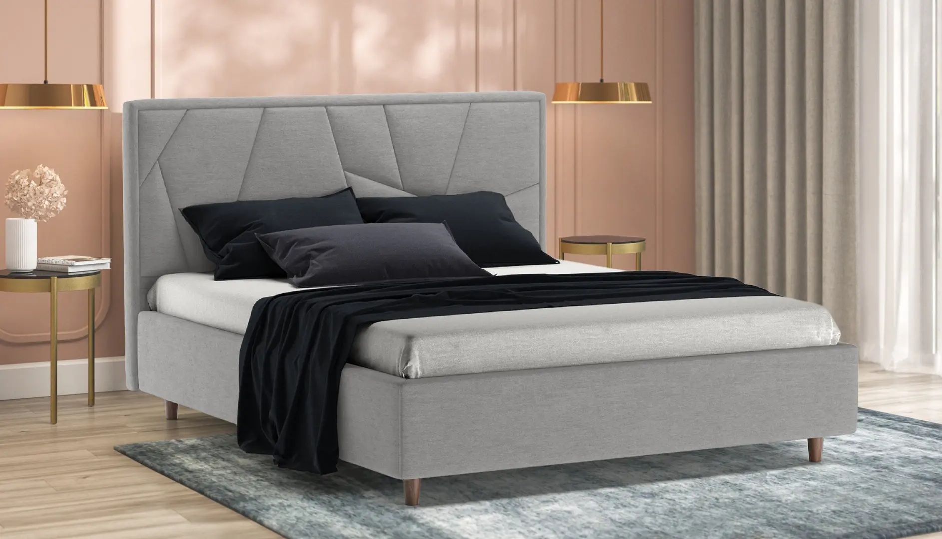 Кровать Charmbed Confort Seul Modern 140x200 Glow 15 (Light Grey/Walnut)