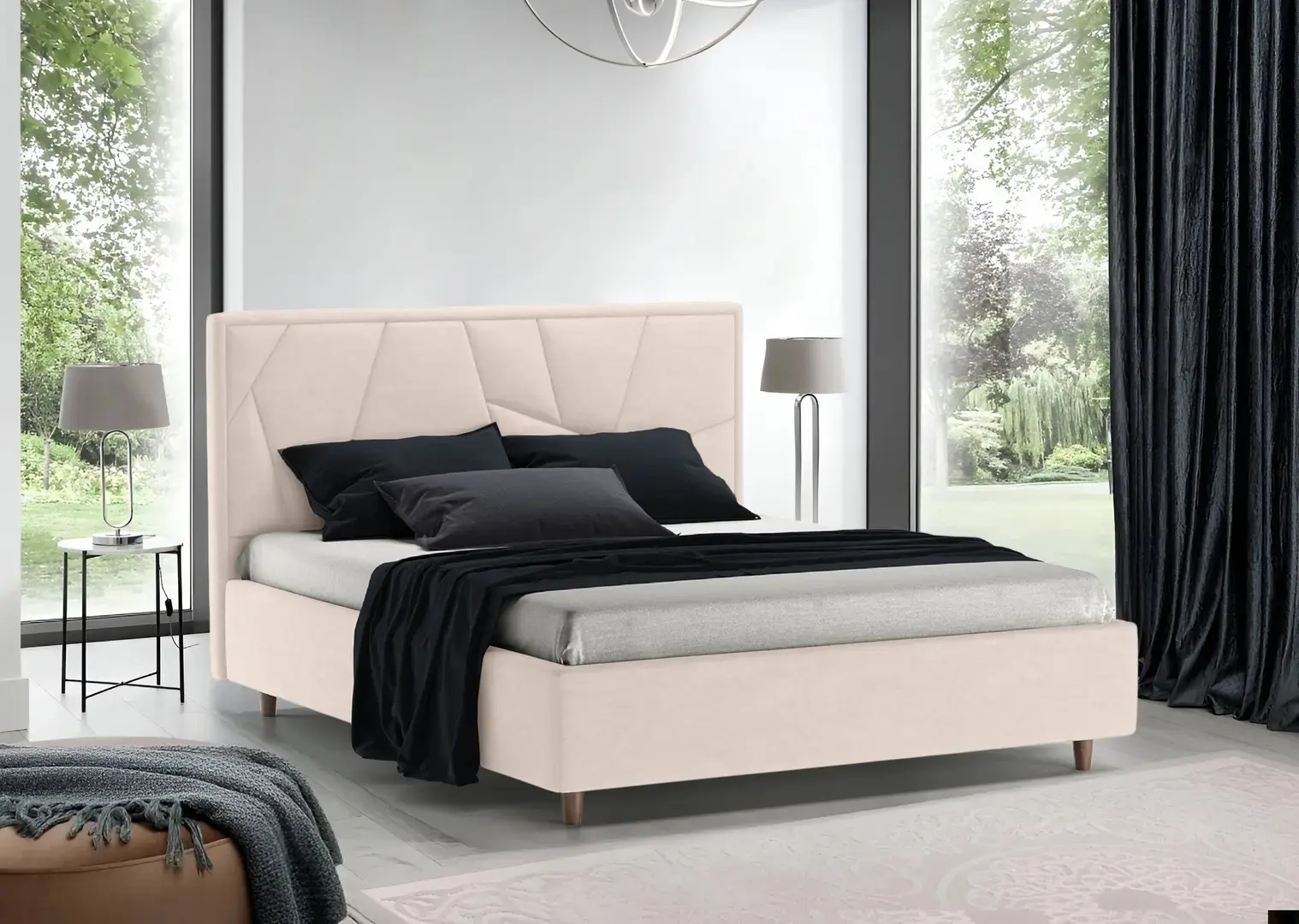 Pat Charmbed Confort Seul Modern 140x200 Velluto 02 (Beige/Walnut)