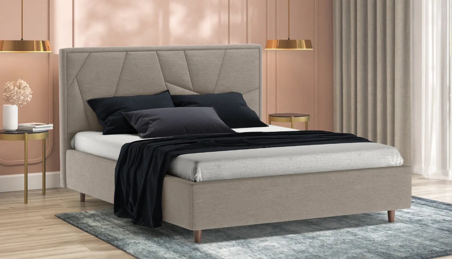 Кровать Charmbed Confort Seul Modern 160x200 Glow 04 (Stone/Walnut)