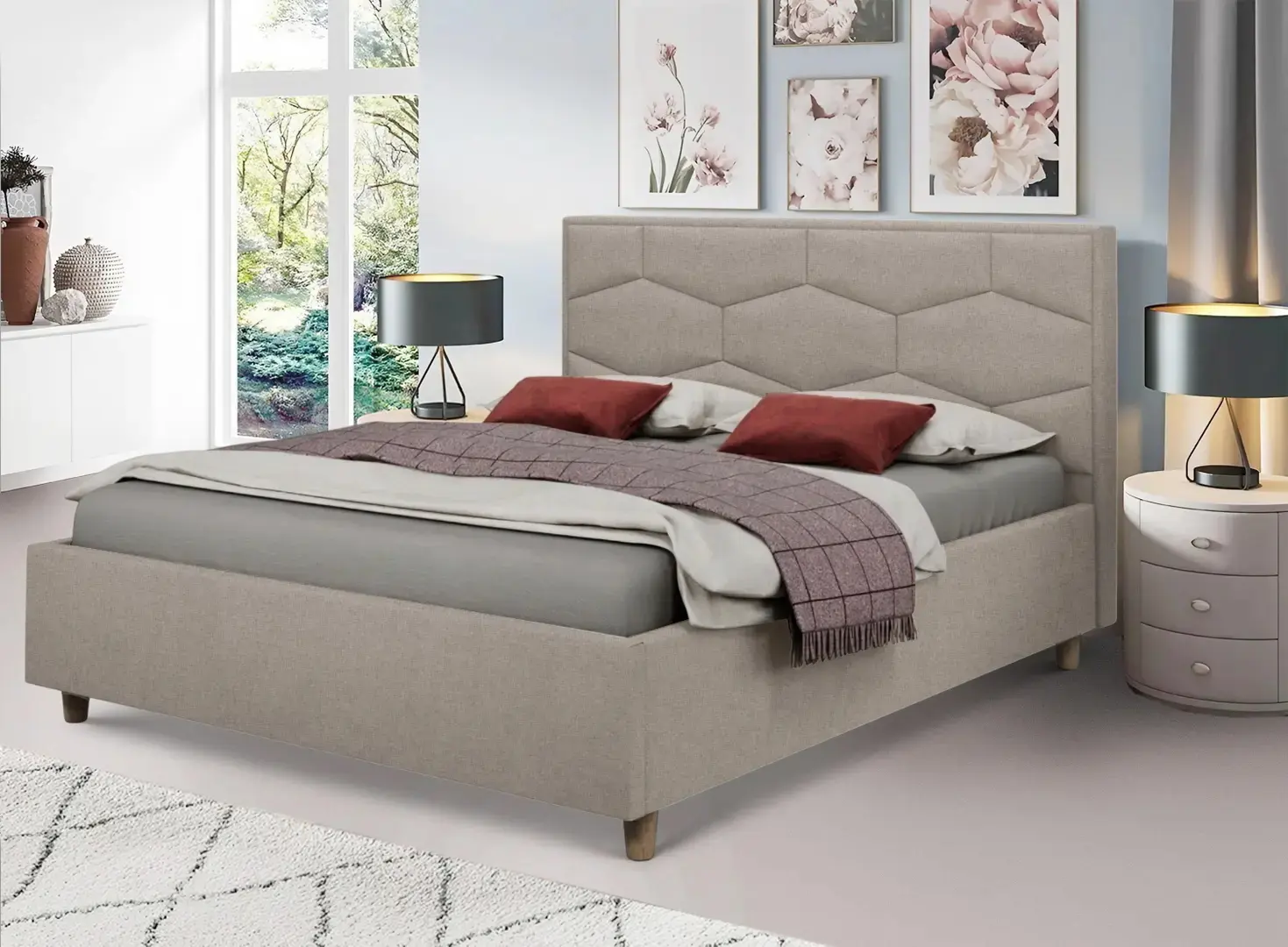 Кровать Charmbed Confort Solomia Modern 140x200 Glow 04 (Stone/Walnut)