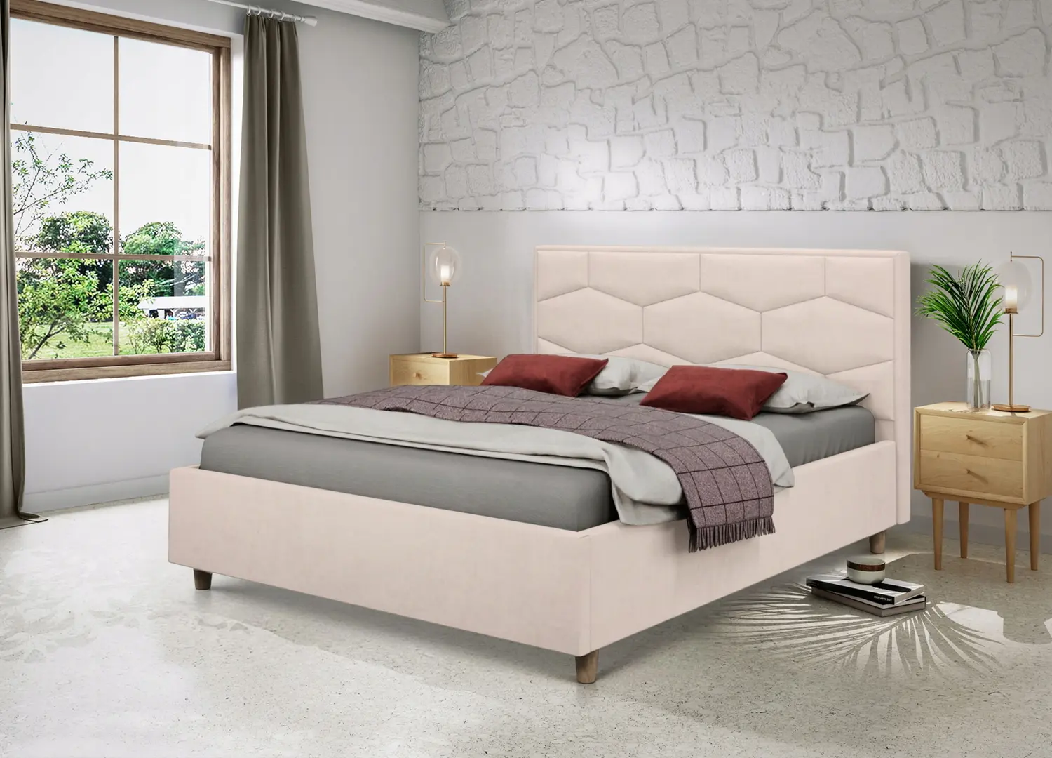 Pat Charmbed Confort Solomia Modern 140x200 Velluto 02 (Beige/Walnut)