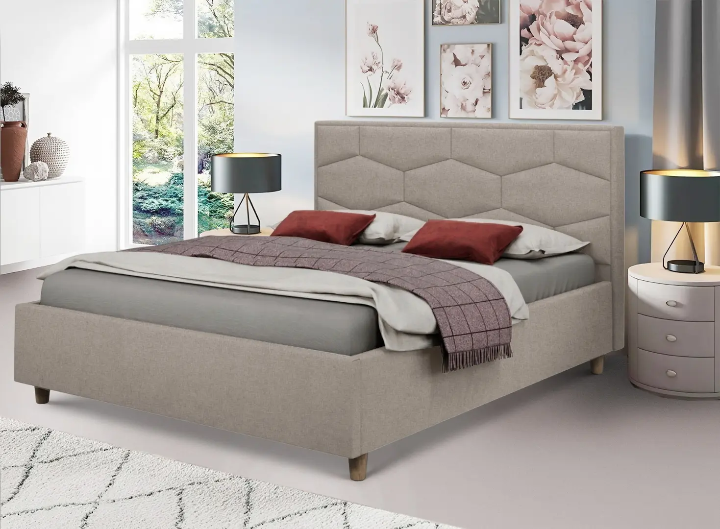 Pat Charmbed Confort Solomia Modern 160x200 Glow 04 (Stone/Walnut)