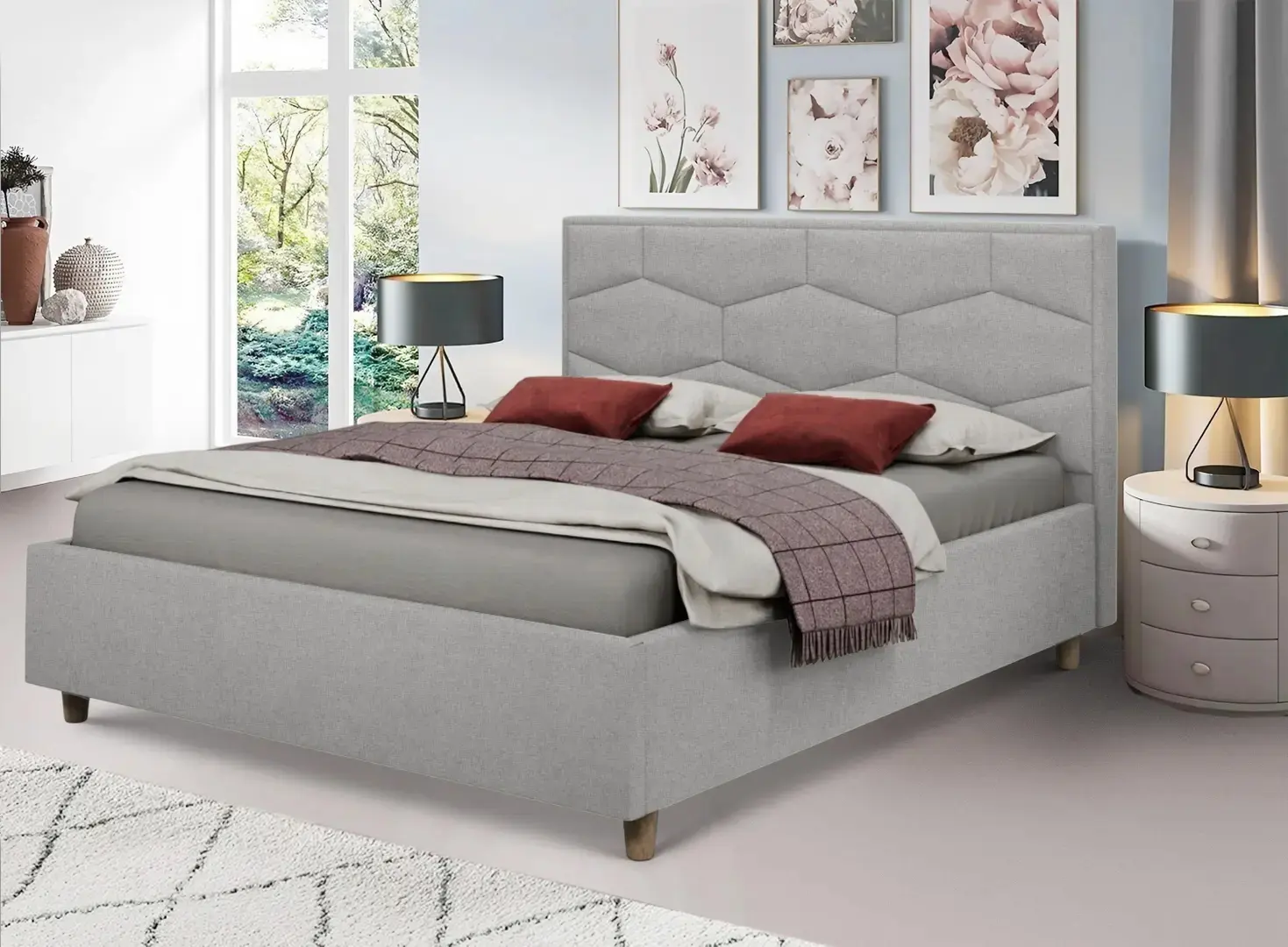 Pat Charmbed Confort Solomia Modern 180x200 Glow 15 (Light Grey/Walnut)