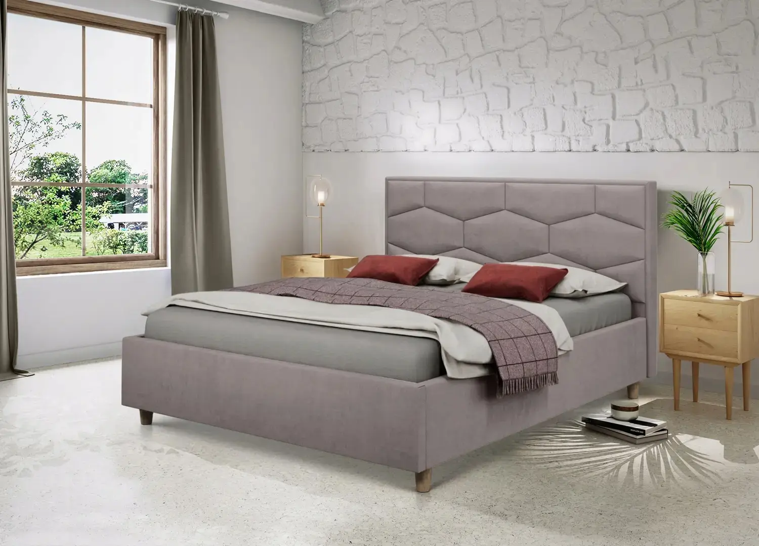 Кровать Charmbed Confort Solomia Modern 180x200 Velluto 15 (Silver/Walnut)