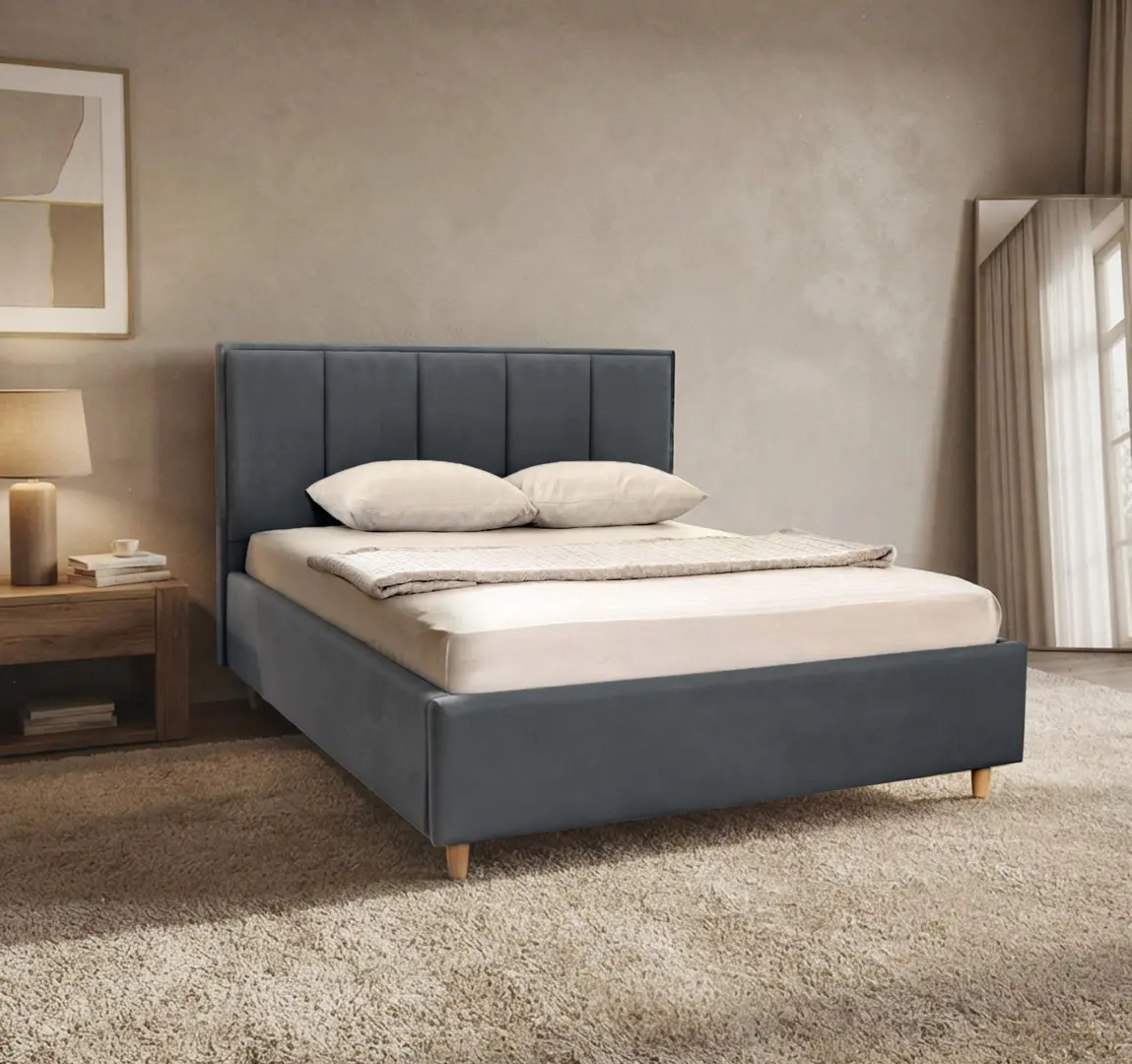 Кровать Charmbed Confort Stenli Eco 140x200 London 16 (Dark Grey)