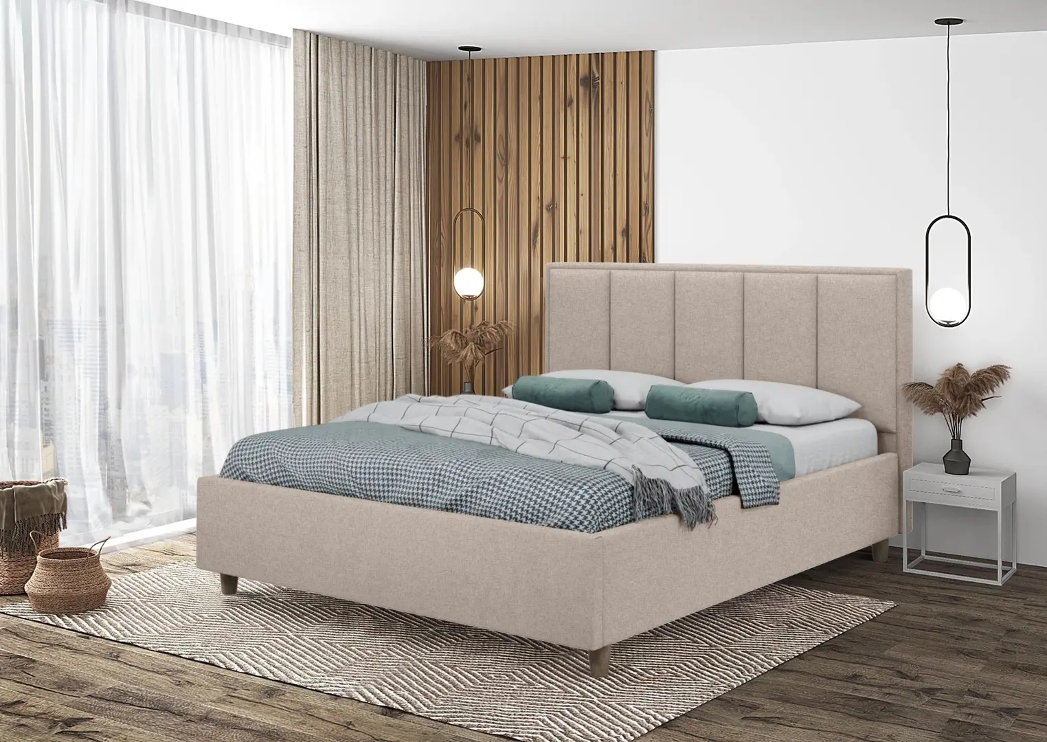 Кровать Charmbed Confort Stenli Modern 140x200 Glow 03 (Fossil/Walnut)