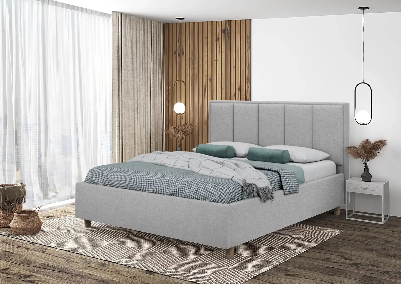 Pat Charmbed Confort Stenli Modern 140x200 Glow 15 (Light Grey/Walnut)