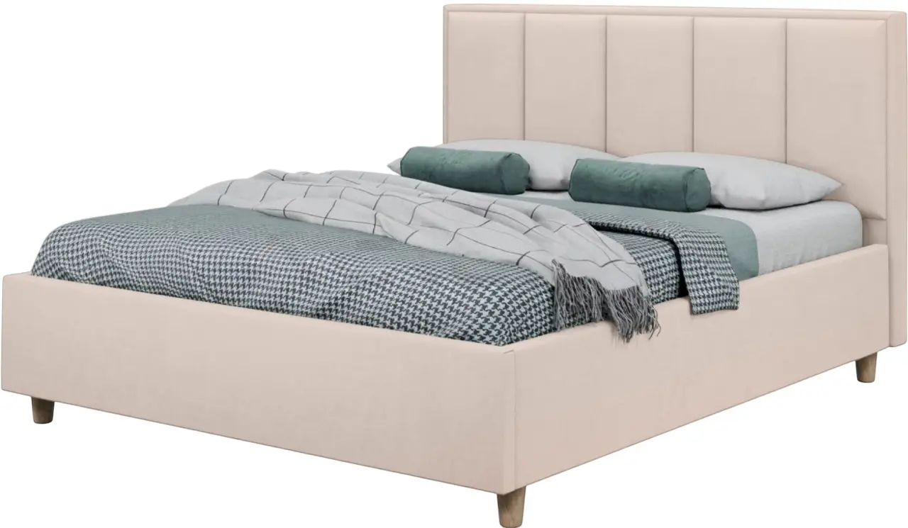 Кровать Charmbed Confort Stenli Modern 140x200 Velluto 02 (Beige/Walnut) - 2