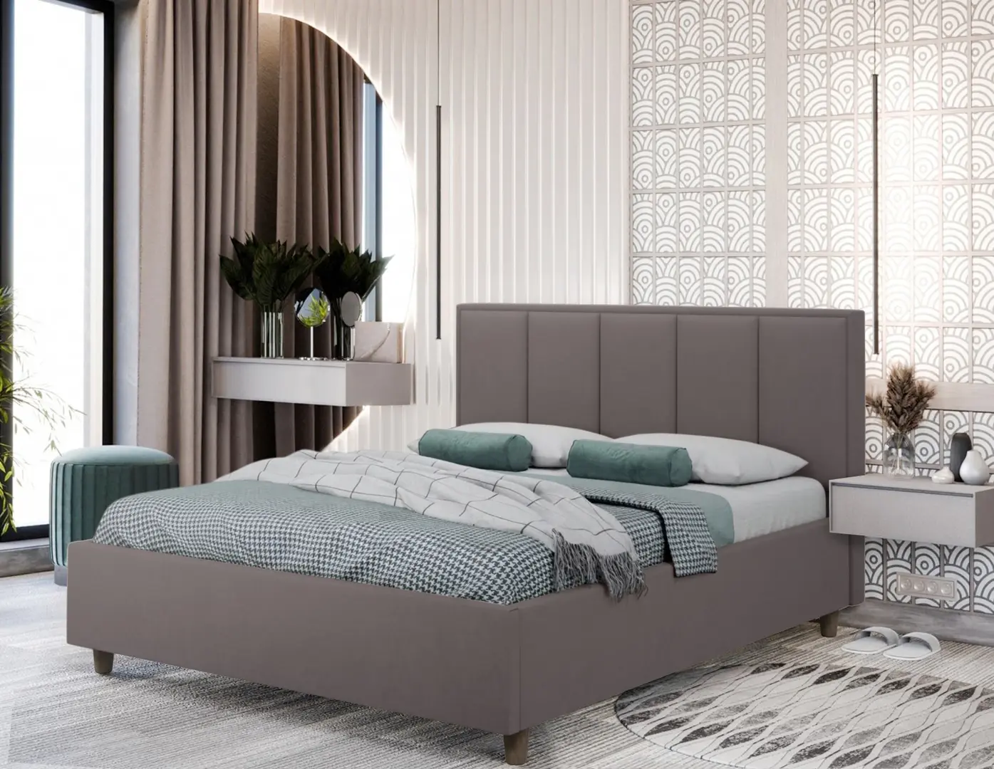 Pat Charmbed Confort Stenli Modern 140x200 Velluto 16 (Grey/Walnut)