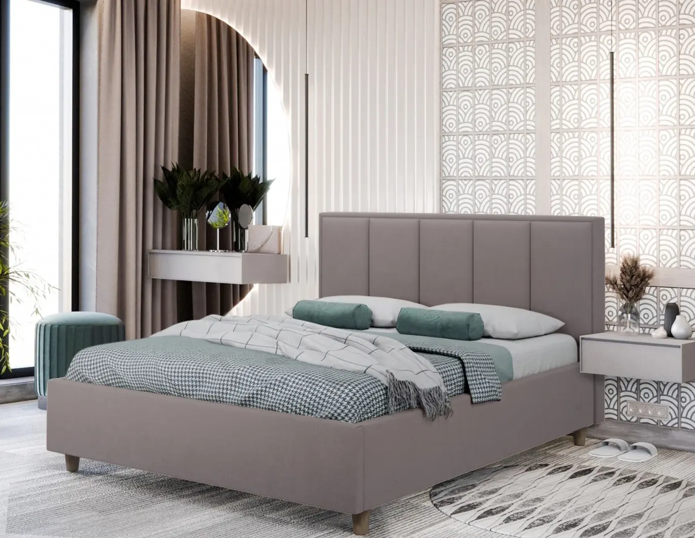 Pat Charmbed Confort Stenli Modern 160x200 Velluto 15 (Silver/Walnut)