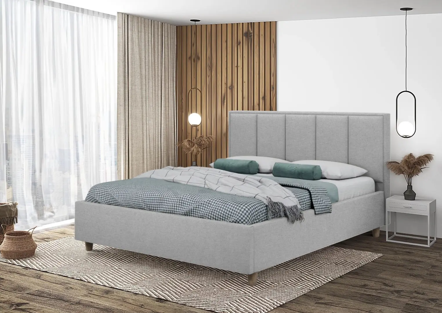 Кровать Charmbed Confort Stenli Modern 180x200 Glow 15 (Light Grey/Walnut)