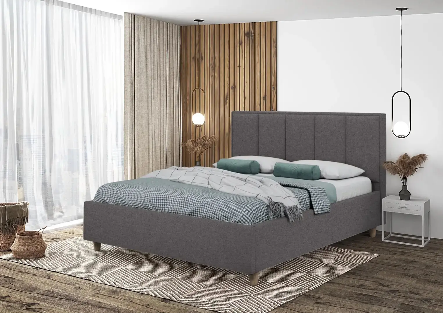 Кровать Charmbed Confort Stenli Modern 180x200 Glow 19 (Anthracite/Walnut)