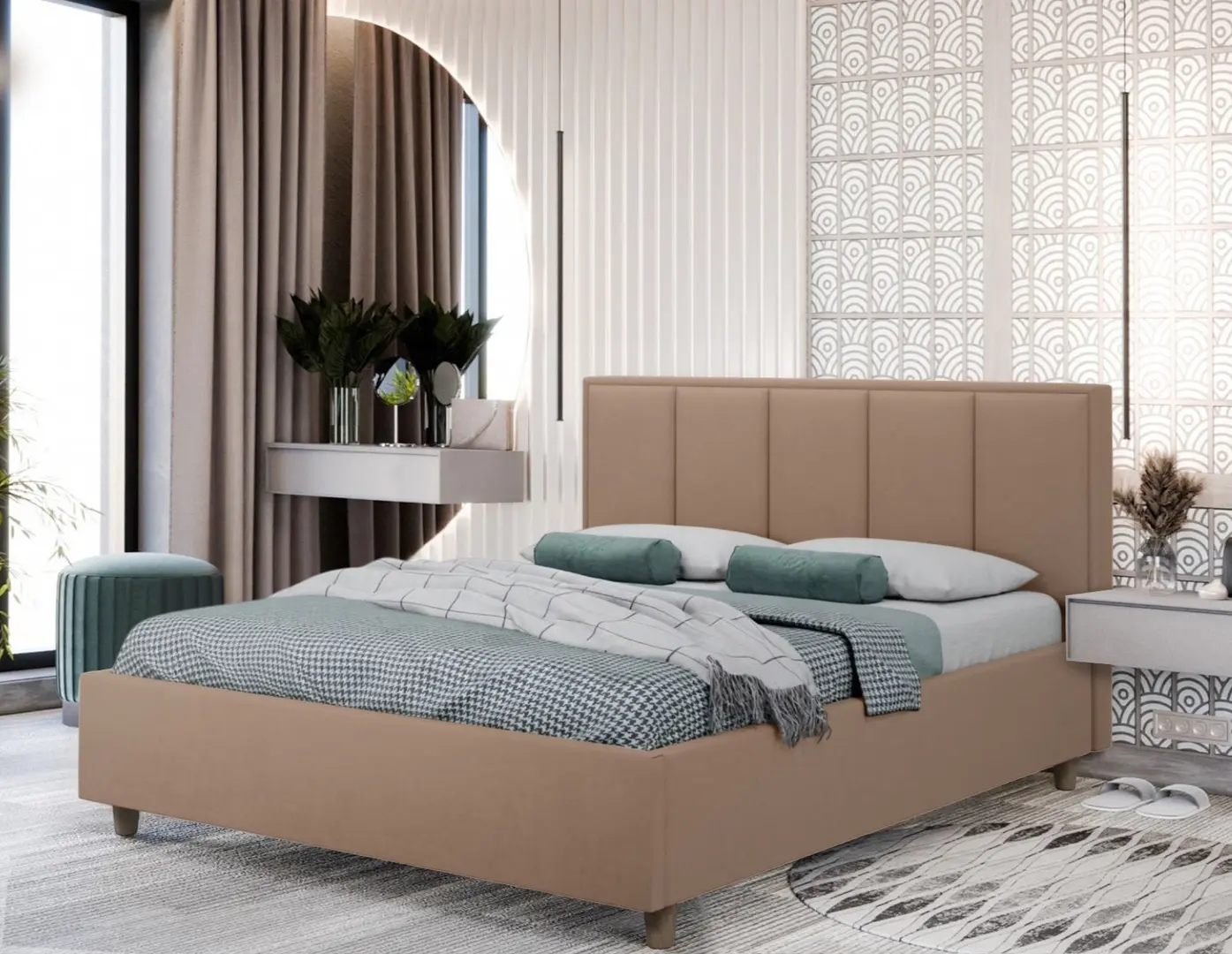 Кровать Charmbed Confort Stenli Modern 180x200 Velluto 03 (Mika/Walnut)