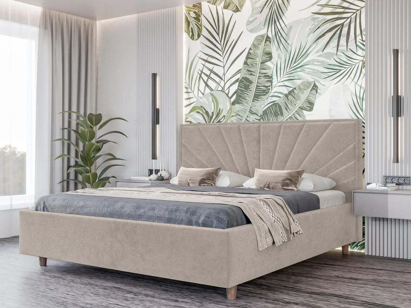 Кровать Charmbed Confort Sunny Modern 160x200 Glow 04 (Stone/Walnut)