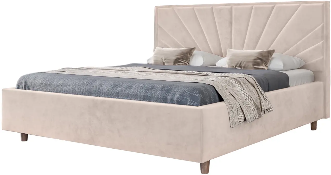 Кровать Charmbed Confort Sunny Modern 160x200 Velluto 02 (Beige/Walnut)