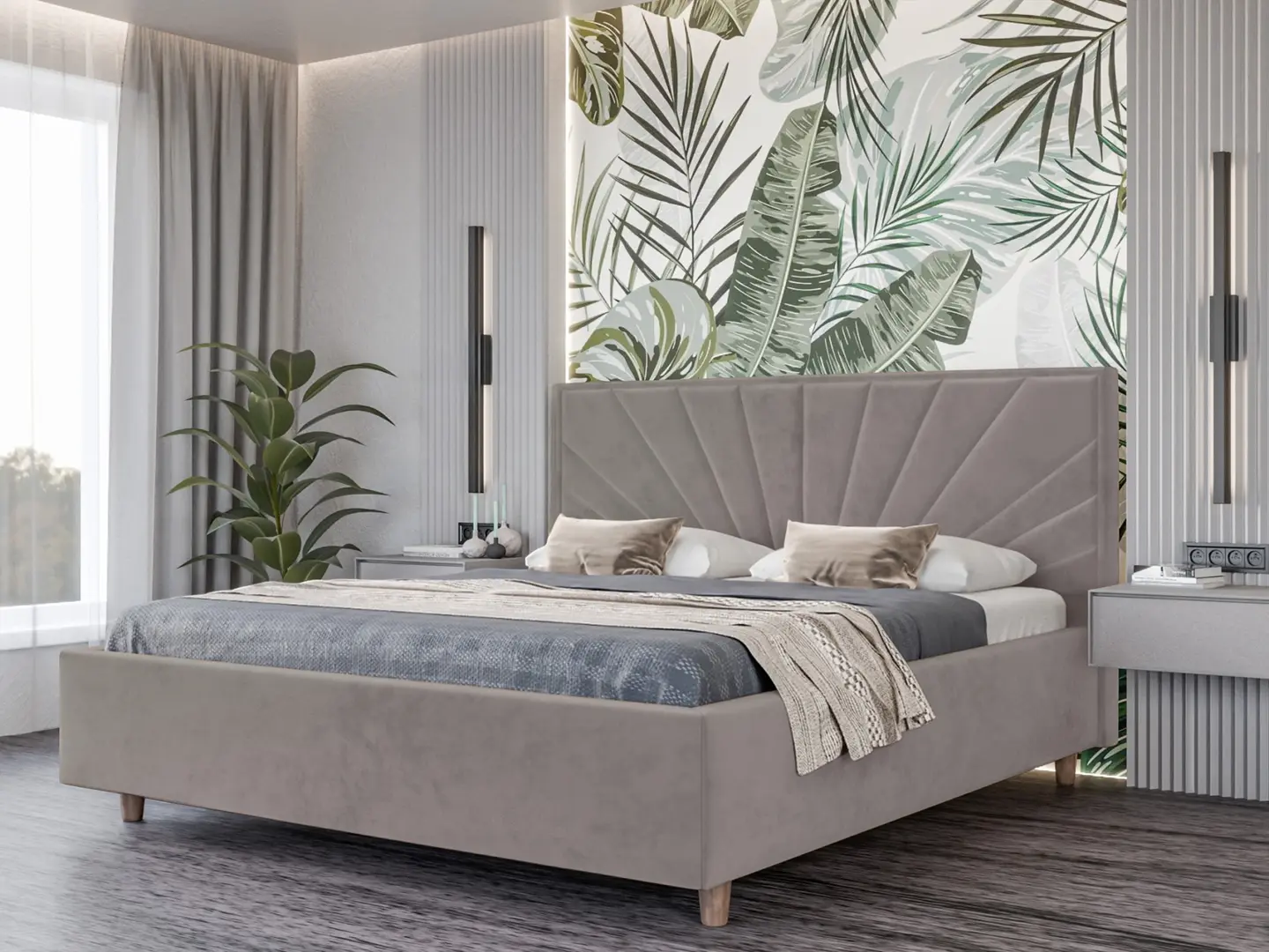 Кровать Charmbed Confort Sunny Modern 180x200 Velluto 15 (Silver/Walnut)