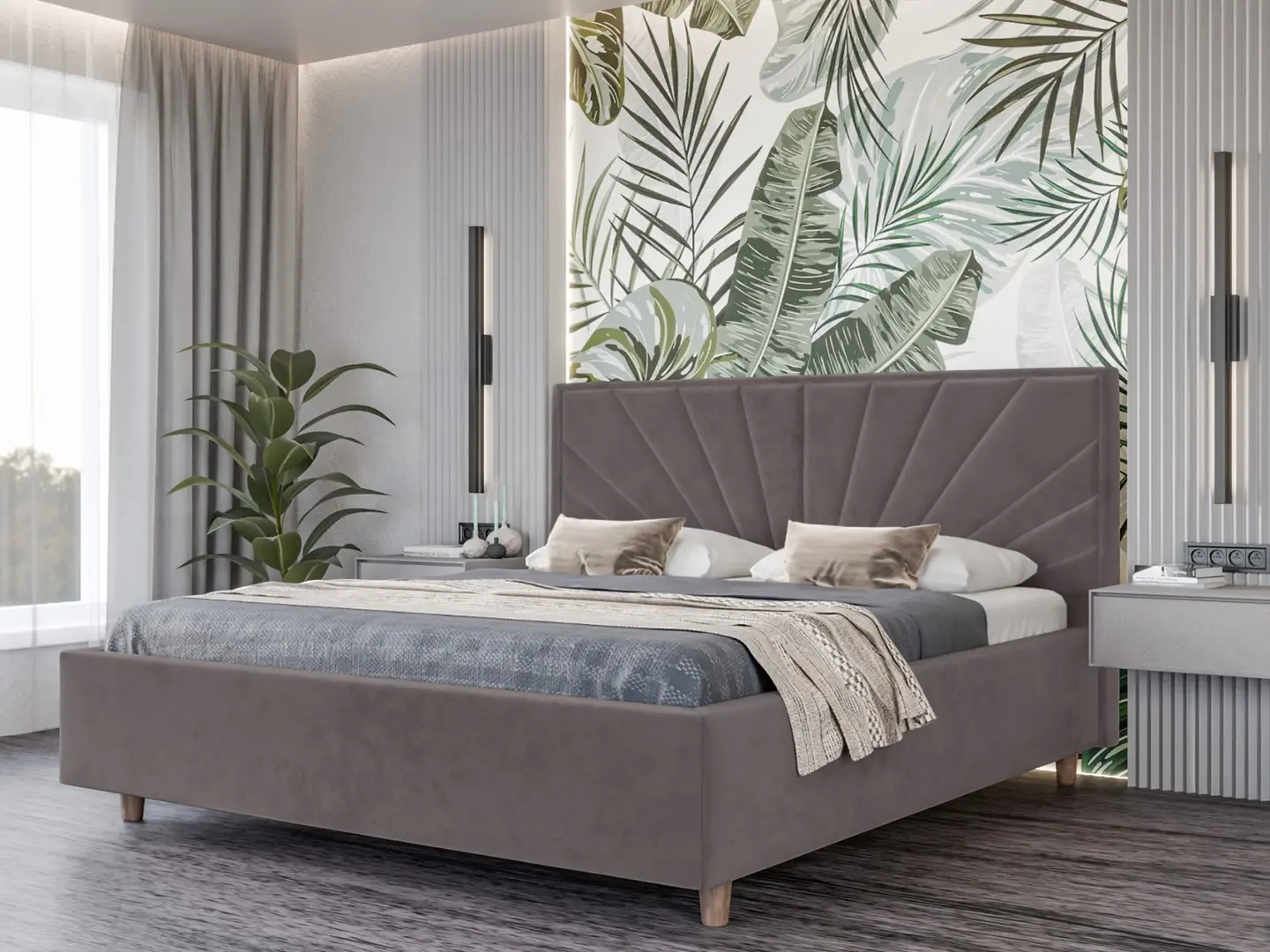 Pat Charmbed Confort Sunny Modern 180x200 Velluto 16 (Grey/Walnut)