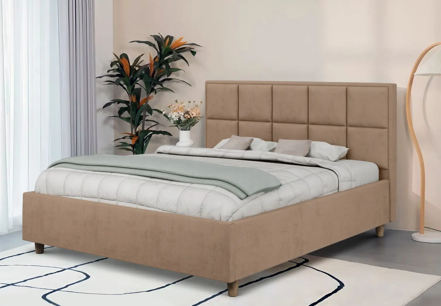 Кровать Charmbed Confort Tatiana Modern 140x200 Velluto 03 (Mika/Walnut)